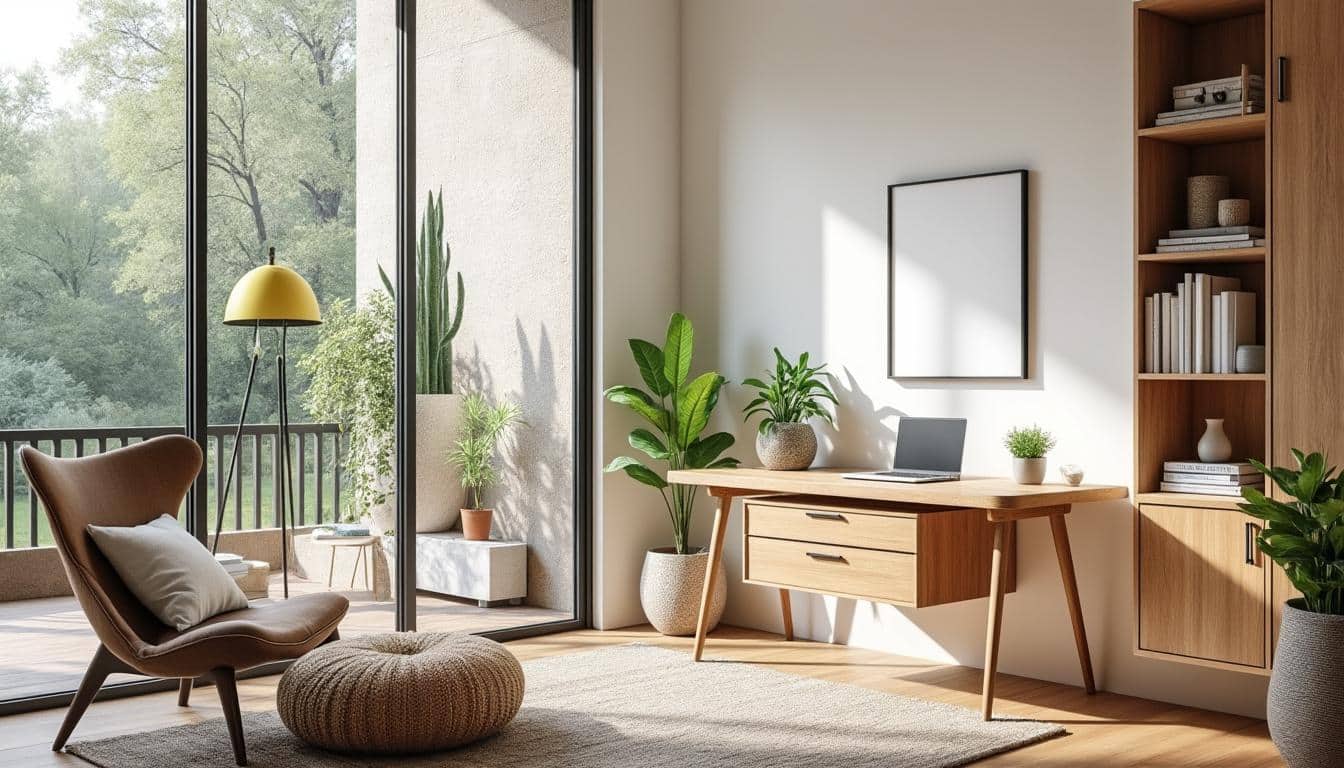 d&eacute;couvrez comment am&eacute;nager un coin bureau discret et fonctionnel dans votre salon pour optimiser l'espace sans compromettre le style.